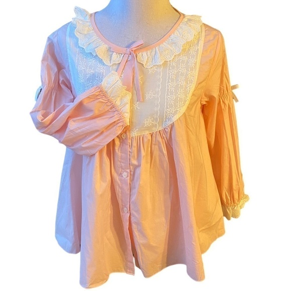 Lovery and Happy Pyjana Banana Girl 90 Baby Doll Ruffle Pink and White Top. New - Picture 4 of 14